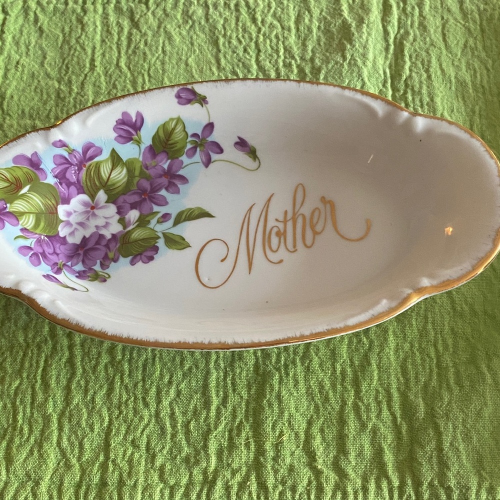 Floral Mother Dish with Gold Accents